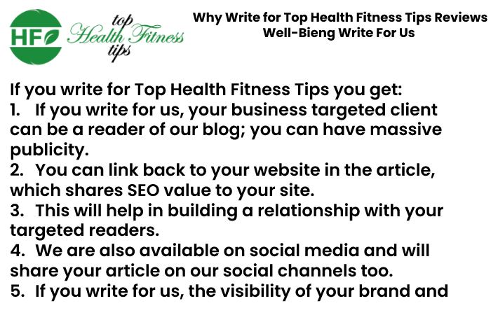 Why Write for Top Health Fitness Tips Reviews – Well-being Write for Us