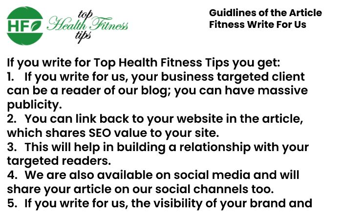 Guidelines of the Article – Fitness Write for Us