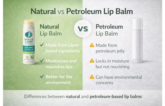 Natural vs petroleum lip balm comparison chart
